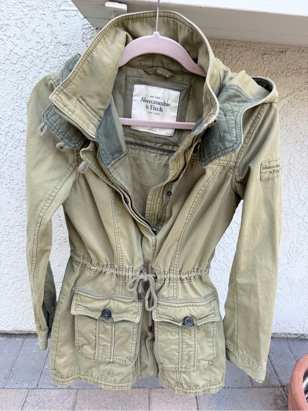 Abercrombie & Fitch Olive Green Drawstring Utility Jacket